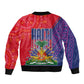 Haiti National Emblem Sleeve Zip Bomber Jacket Dashiki and Polynesian Pattern