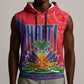 Haiti National Emblem Sleeveless Hoodie Dashiki and Polynesian Pattern - African Pride