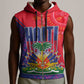 Haiti National Emblem Sleeveless Zip Hoodie Dashiki and Polynesian Pattern - African Pride