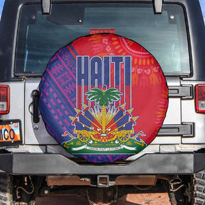 Haiti National Emblem Spare Tire Cover Dashiki and Polynesian Pattern