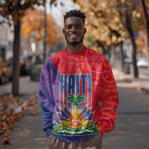 Haiti National Emblem Sweatshirt Dashiki and Polynesian Pattern