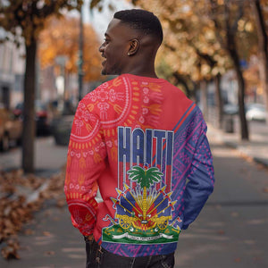 Haiti National Emblem Sweatshirt Dashiki and Polynesian Pattern