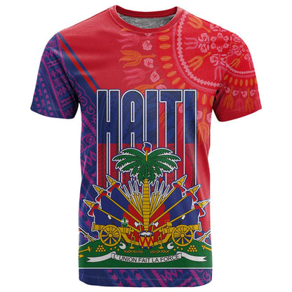 Haiti National Emblem T shirt Dashiki and Polynesian Pattern