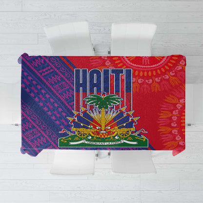 Haiti National Emblem Tablecloth Dashiki and Polynesian Pattern
