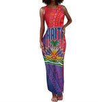 Haiti National Emblem Tank Maxi Dress Dashiki and Polynesian Pattern
