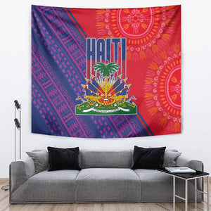 Haiti National Emblem Tapestry Dashiki and Polynesian Pattern