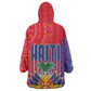 Haiti National Emblem Wearable Blanket Hoodie Dashiki and Polynesian Pattern