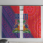 Haiti National Emblem Window Curtain Dashiki and Polynesian Pattern