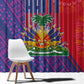 Haiti National Emblem Window Curtain Dashiki and Polynesian Pattern