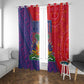 Haiti National Emblem Window Curtain Dashiki and Polynesian Pattern