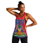 Haiti National Emblem Women Racerback Tank Dashiki and Polynesian Pattern