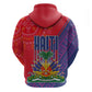 Haiti National Emblem Zip Hoodie Dashiki and Polynesian Pattern