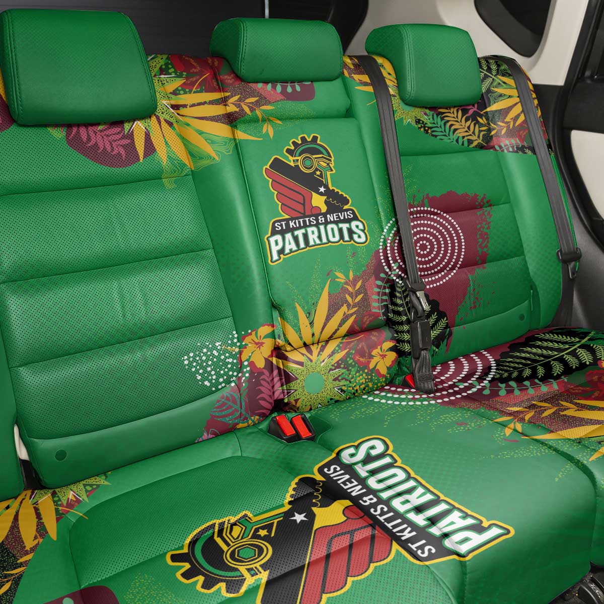 Afro-St Kitts and Nevis Cricket Patriots Back Car Seat Cover Caribbean Tropical Sporty - African Pride