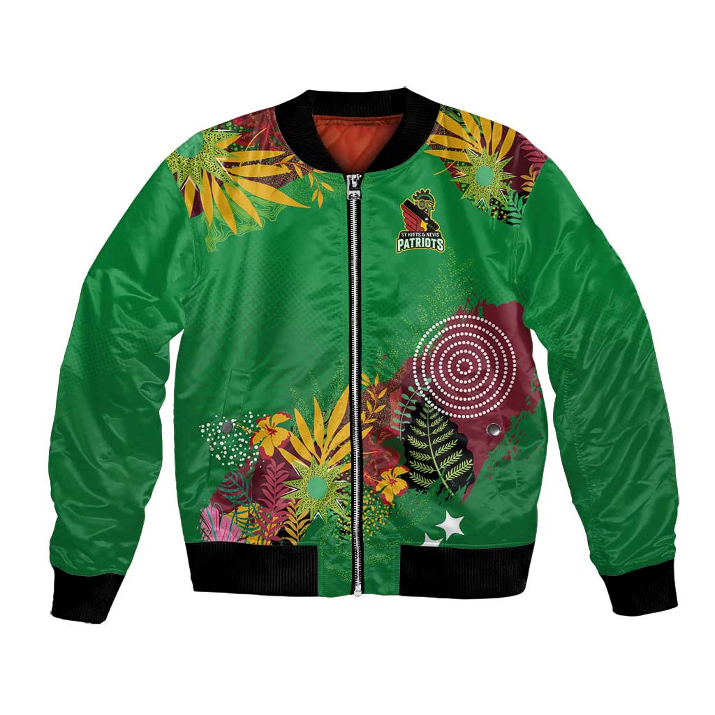 Custom Afro-St Kitts and Nevis Cricket Patriots Bomber Jacket Caribbean Tropical Sporty - African Pride