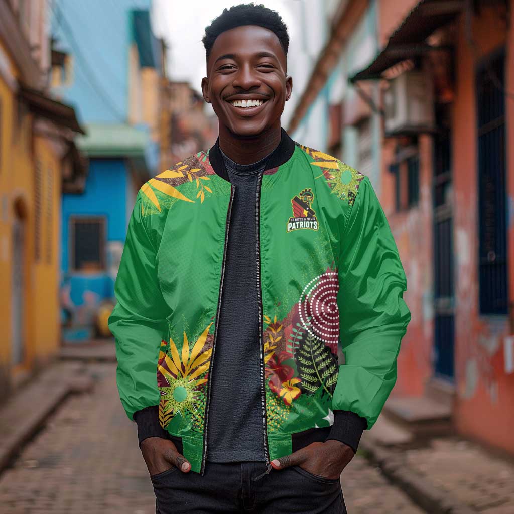 Custom Afro-St Kitts and Nevis Cricket Patriots Bomber Jacket Caribbean Tropical Sporty - African Pride