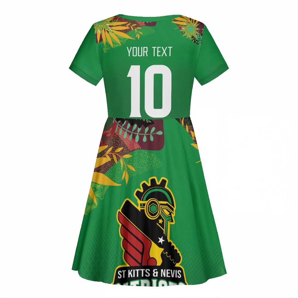Custom Afro-St Kitts and Nevis Cricket Patriots Kid Short Sleeve Dress Caribbean Tropical Sporty - African Pride