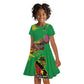 Custom Afro-St Kitts and Nevis Cricket Patriots Kid Short Sleeve Dress Caribbean Tropical Sporty - African Pride