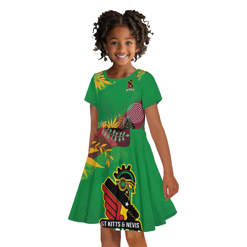 Custom Afro-St Kitts and Nevis Cricket Patriots Kid Short Sleeve Dress Caribbean Tropical Sporty - African Pride