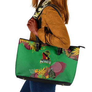 Afro-St Kitts and Nevis Cricket Patriots Leather Tote Bag Caribbean Tropical Sporty - African Pride