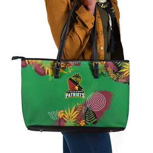Afro-St Kitts and Nevis Cricket Patriots Leather Tote Bag Caribbean Tropical Sporty - African Pride