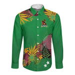 Custom Afro-St Kitts and Nevis Cricket Patriots Long Sleeve Button Shirt Caribbean Tropical Sporty - African Pride