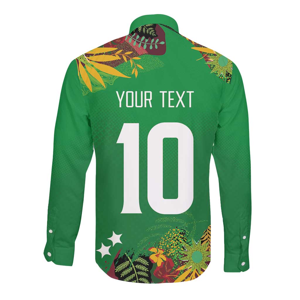 Custom Afro-St Kitts and Nevis Cricket Patriots Long Sleeve Button Shirt Caribbean Tropical Sporty - African Pride