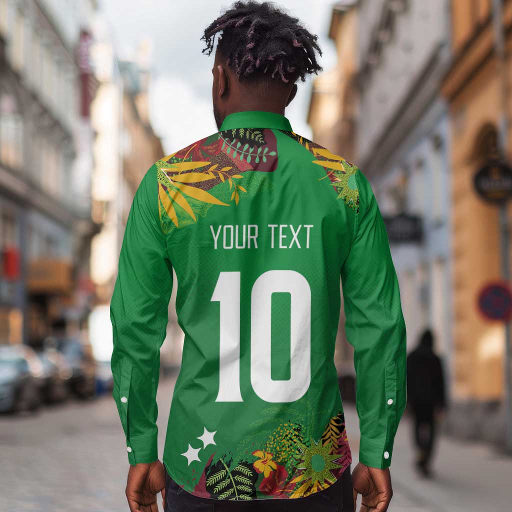 Custom Afro-St Kitts and Nevis Cricket Patriots Long Sleeve Button Shirt Caribbean Tropical Sporty - African Pride