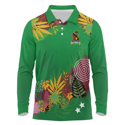 Custom Afro-St Kitts and Nevis Cricket Patriots Long Sleeve Polo Shirt Caribbean Tropical Sporty - African Pride