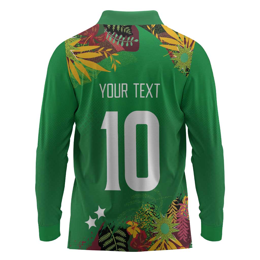 Custom Afro-St Kitts and Nevis Cricket Patriots Long Sleeve Polo Shirt Caribbean Tropical Sporty - African Pride