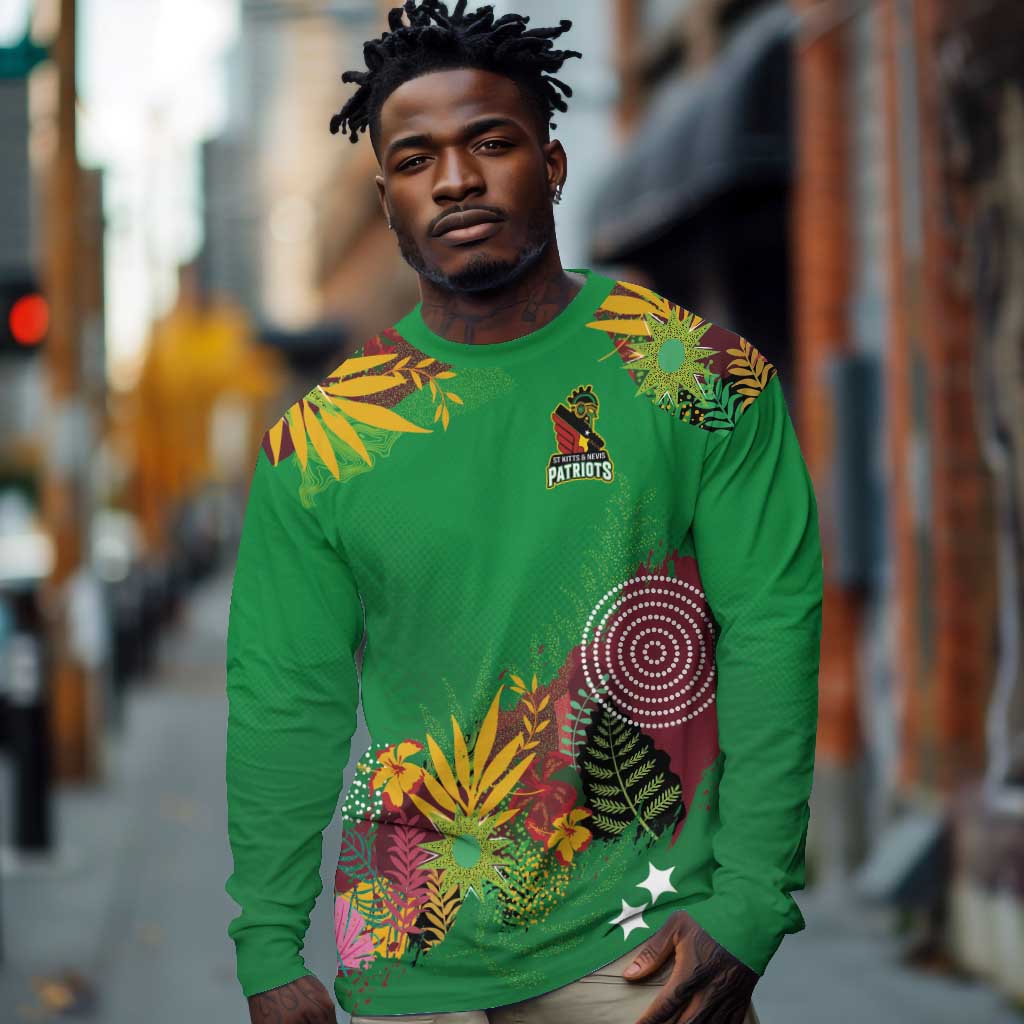 Custom Afro-St Kitts and Nevis Cricket Patriots Long Sleeve Shirt Caribbean Tropical Sporty - African Pride