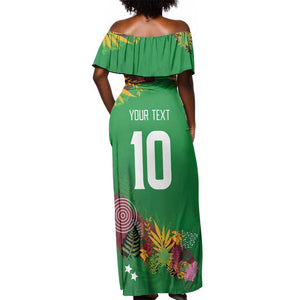 Custom Afro-St Kitts and Nevis Cricket Patriots Off Shoulder Maxi Dress Caribbean Tropical Sporty - African Pride