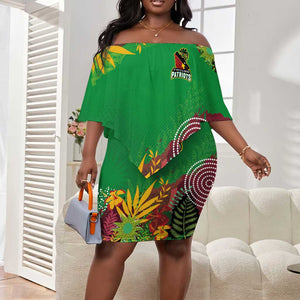 Custom Afro-St Kitts and Nevis Cricket Patriots Off Shoulder Short Dress Caribbean Tropical Sporty - African Pride
