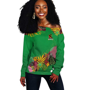 Custom Afro-St Kitts and Nevis Cricket Patriots Off Shoulder Sweater Caribbean Tropical Sporty - African Pride