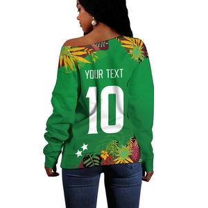 Custom Afro-St Kitts and Nevis Cricket Patriots Off Shoulder Sweater Caribbean Tropical Sporty - African Pride
