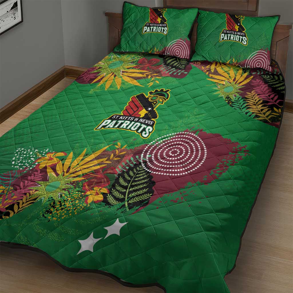 Afro-St Kitts and Nevis Cricket Patriots Quilt Bed Set Caribbean Tropical Sporty - African Pride