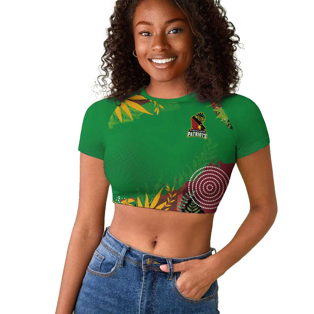 Custom Afro-St Kitts and Nevis Cricket Patriots Raglan Cropped T shirt Caribbean Tropical Sporty - African Pride