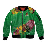 Custom Afro-St Kitts and Nevis Cricket Patriots Sleeve Zip Bomber Jacket Caribbean Tropical Sporty - African Pride