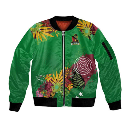Custom Afro-St Kitts and Nevis Cricket Patriots Sleeve Zip Bomber Jacket Caribbean Tropical Sporty - African Pride