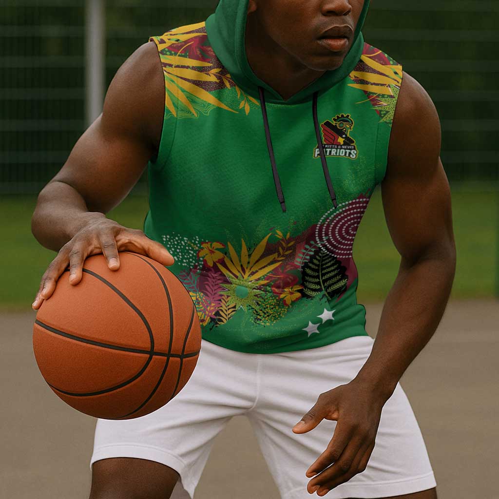 Custom Afro-St Kitts and Nevis Cricket Patriots Sleeveless Hoodie Caribbean Tropical Sporty - African Pride