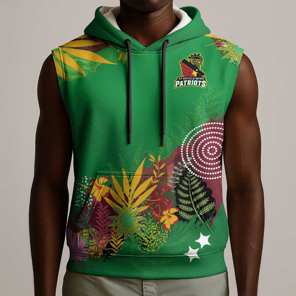 Custom Afro-St Kitts and Nevis Cricket Patriots Sleeveless Hoodie Caribbean Tropical Sporty - African Pride
