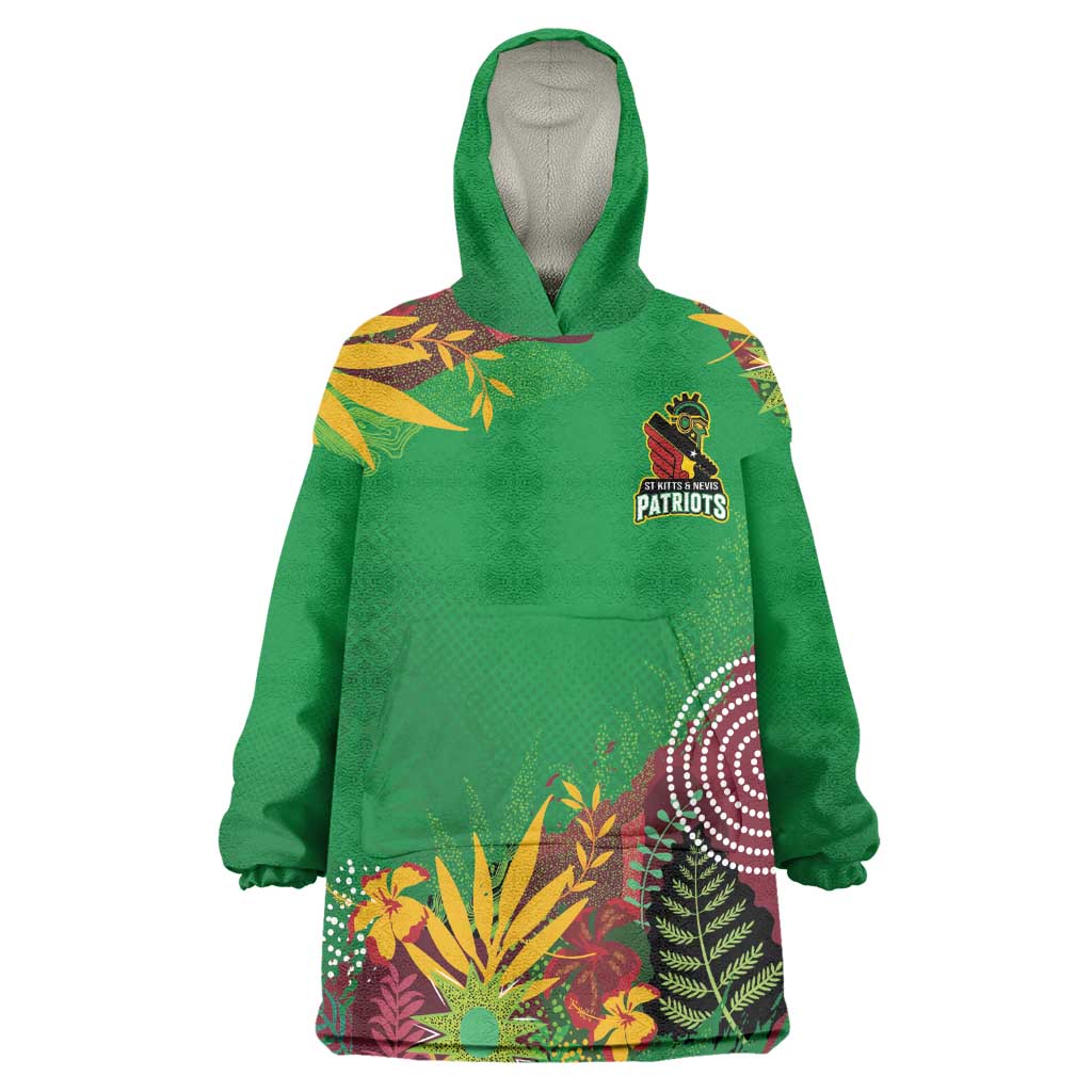 Custom Afro-St Kitts and Nevis Cricket Patriots Wearable Blanket Hoodie Caribbean Tropical Sporty - African Pride
