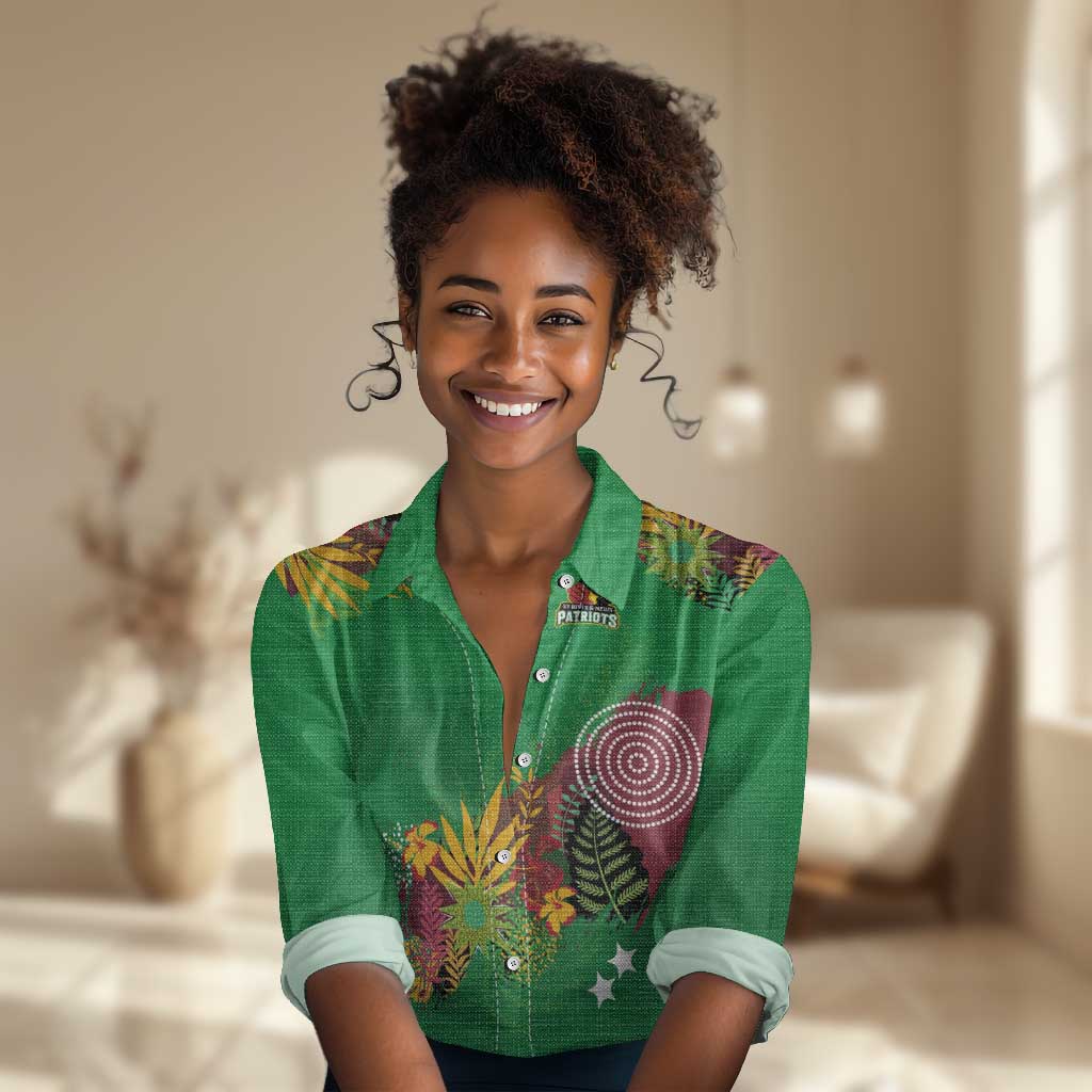 Custom Afro-St Kitts and Nevis Cricket Patriots Women Casual Shirt Caribbean Tropical Sporty - African Pride