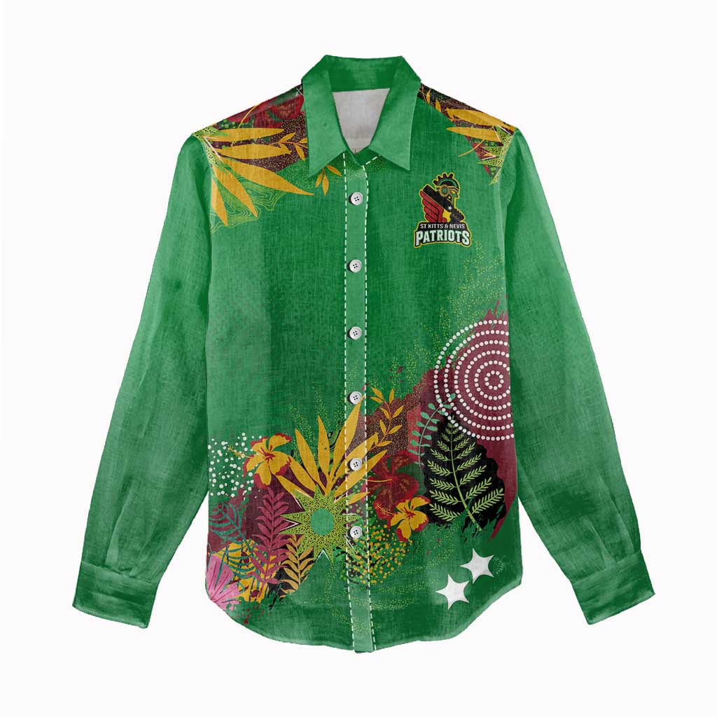 Custom Afro-St Kitts and Nevis Cricket Patriots Women Casual Shirt Caribbean Tropical Sporty - African Pride