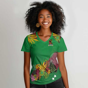 Custom Afro-St Kitts and Nevis Cricket Patriots Women V-Neck T-Shirt Caribbean Tropical Sporty - African Pride