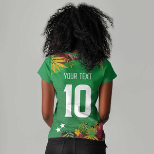 Custom Afro-St Kitts and Nevis Cricket Patriots Women V-Neck T-Shirt Caribbean Tropical Sporty - African Pride