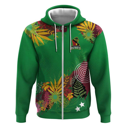 Custom Afro-St Kitts and Nevis Cricket Patriots Zip Hoodie Caribbean Tropical Sporty - African Pride