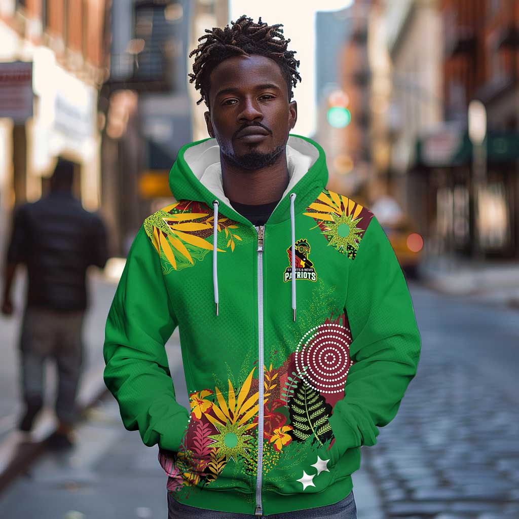 Custom Afro-St Kitts and Nevis Cricket Patriots Zip Hoodie Caribbean Tropical Sporty - African Pride