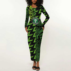 Nigeria Football Custom Long Sleeve Bodycon Dress Champions-Super Eagles - African Pride