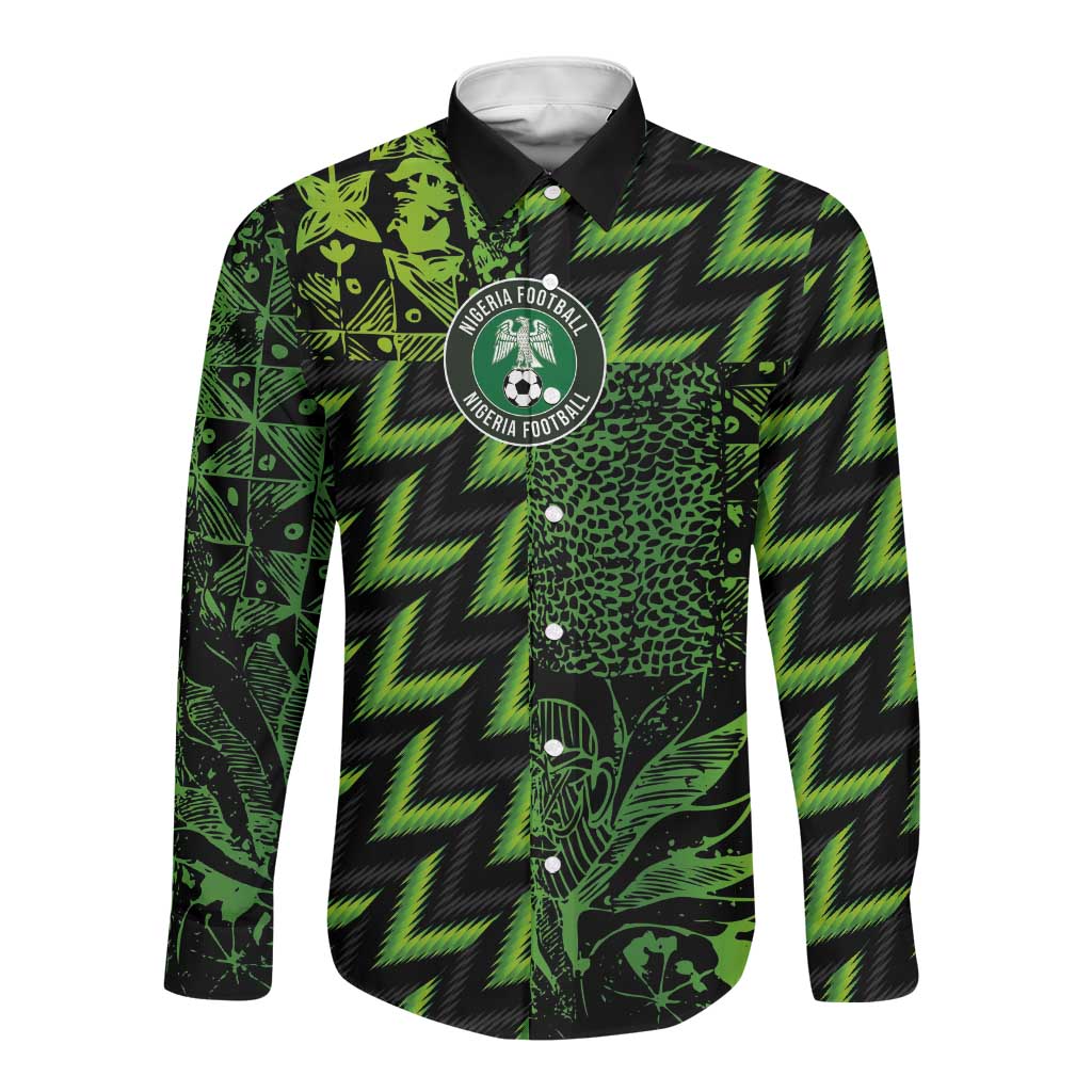 Nigeria Football Custom Long Sleeve Button Shirt Champions-Super Eagles - African Pride