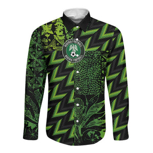 Nigeria Football Custom Long Sleeve Button Shirt Champions-Super Eagles - African Pride